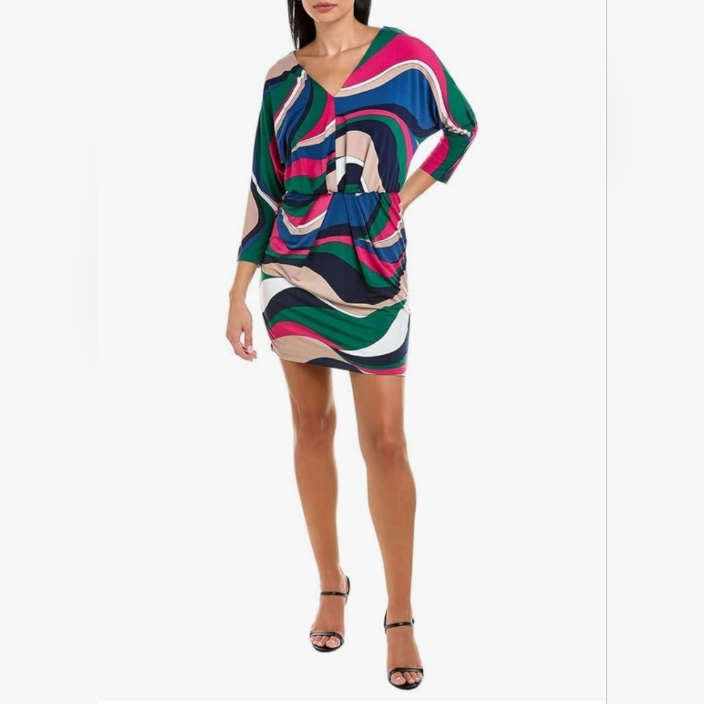 EUC Trina Turk Birch Dress - Wave Print Sz S